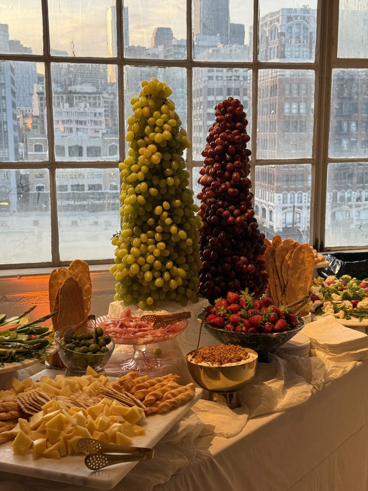 Grape tower charcuterie display
